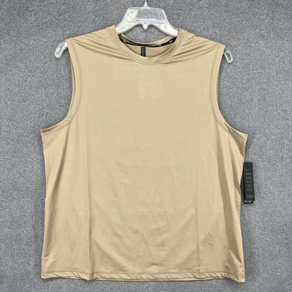Leg3nd Inspire Tank Top Shirt Men Large Doeskin Active Training Gym Short Sleeve